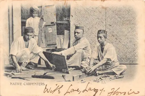 L523 India Native Carpenters 1904 Vintage Postkarte