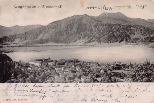 A121 Deutschland 1904 Tegernsee v Westerhof See Berg Vintage Postkarte