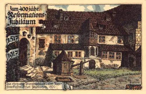 A119 Deutschland Künstlerkarte 400 Jahre Jubiläum Reformationen Kirchhof Wel Postkarte