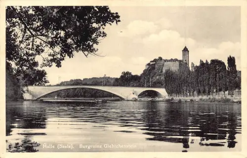 A119 Deutschland 1938 Halle Saale Burgruine Giebichentein Zitadellenbrücke Postkarte