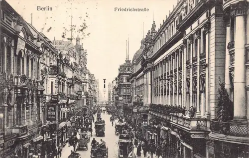 A119 Deutschland 1924 Berlin Friedrichstraße Doppeldecker Hotel Schlesien Postkarte
