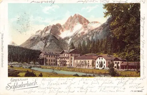 A120 Österreich 1901 Gruss aus Schluderbach Resort Berge Vintage Postkarte