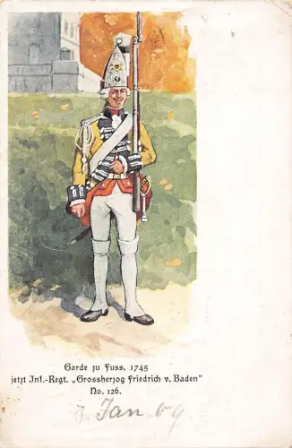 L091 Deutschland 1909 Fußschutz Infanterie Reg. Soldatenuniform Postkarte