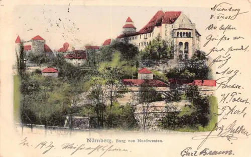 L021 Deutschland 1905 Burg Nürnberg Nordwesten Schloss Chromo Litho Vintage Postkarte