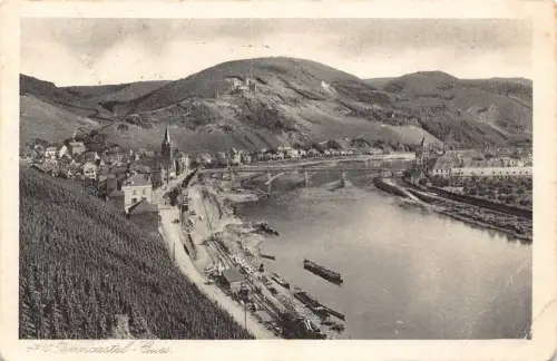 L021 Deutschland 1928 Ansicht Berncastel Cucs River Vintage Postkarte