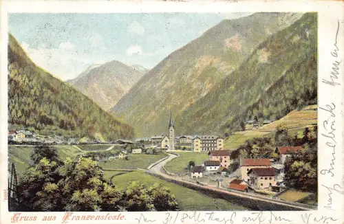 A121 Italien 1901 Gruss aus Franzensfeste Fortezza Berg Vintage Postkarte