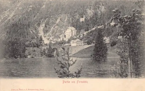 A122 Österreich Partie am Fernstein Brücke See Vintage Postkarte