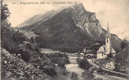 A122 Österreich Au I Bregenzerwalde Canisfluh Berggipfelkirche Vintage Postkarte
