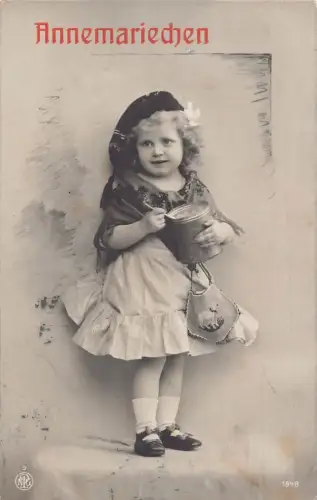 A126 Fotomontage 1911 Annemariechen Mädchen Tracht Tasse Postkarte