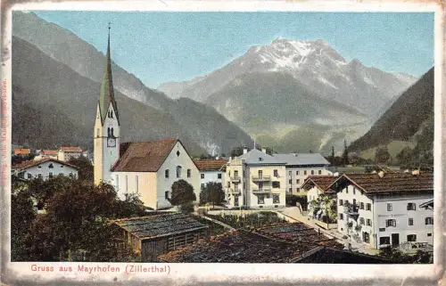 A122 Österreich 1910 Gruss aus Mayrhofen Zillerthal Berg Vintage Postkarte