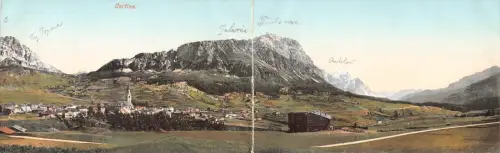 A120 Italien Cortina Gesamtansicht Tal Bauernhof Dorf Panorama Typ Postkarte