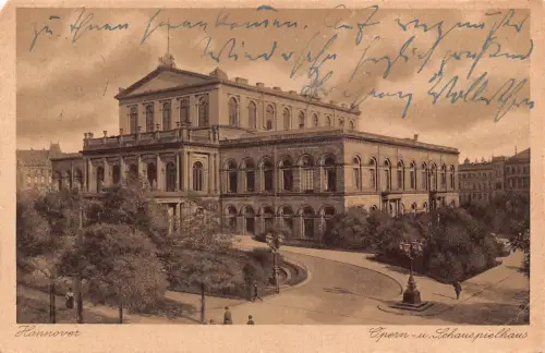 L020 Deutschland 1927 Hannover Oper Schauspielhaus Vintage Postkarte