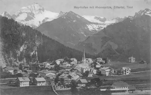 A122 Österreich Mayrhofen Mit Ahornspitze Zillertal Tirol Gesamtansicht AK