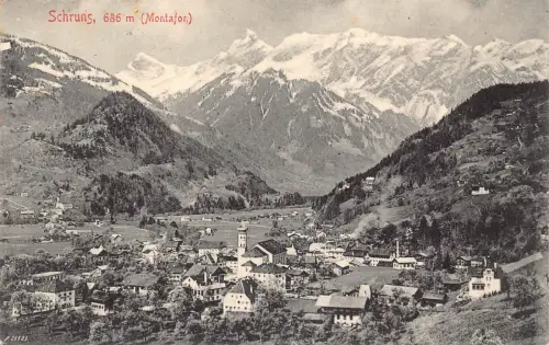 A122 Österreich Schruns 686m Montafon Gesamtansicht Vintage Postkarte
