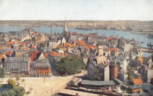 A124 Deutschland Kiel vom Rathausturm Turm Hallenansicht Vintage Postkarte