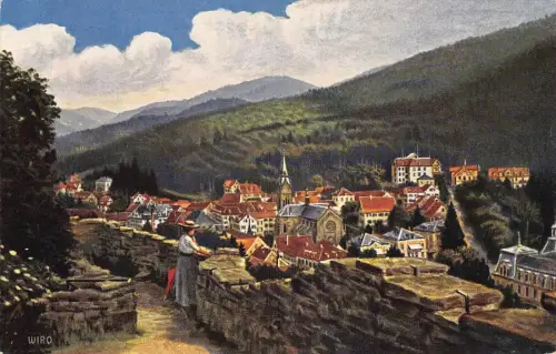 A123 Deutschland Gemälde signiert Wiro Badenweiler Frau Vintage Postkarte