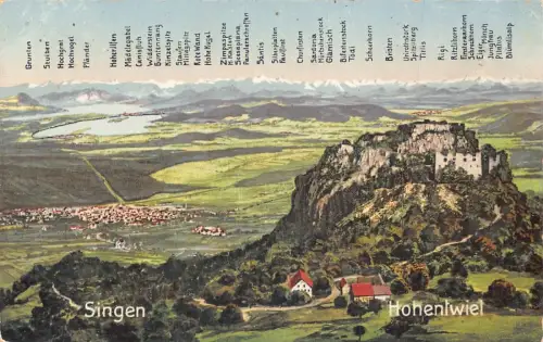 A123 Deutschland 1915 Singen Hohentwiel Zitadelle Berg Liste Namen Postkarte