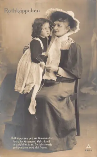 A126 Märchen 1908 Rotkäppchen Mädchen Großmutter Strick Postkarte