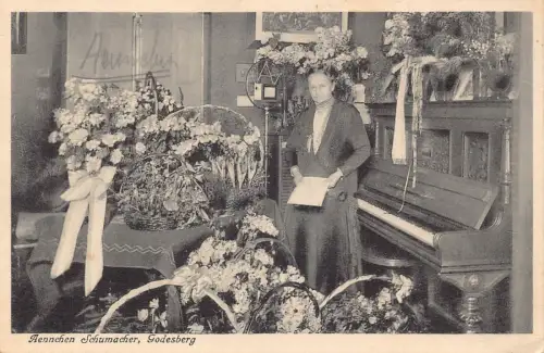 A125 Aennchen Schumacher Godesberg Klavierlehrer Blumenkörbe Postkarte