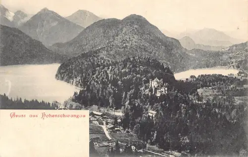A122 Deutschland Gruss aus Schloss Hohenschwangau Waldsee Vintage Postkarte