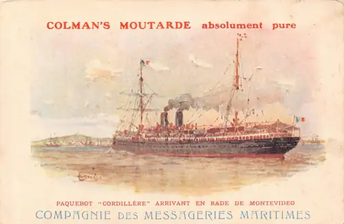 Uruguay Montevideo Paquebot Cordillere Colmans Senf Werbepostkarte