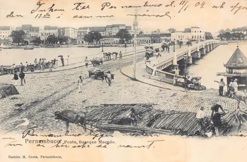 Brasilien Pernambuco 1904 Ponte Buarque Macedo Brücke Vintage Postkarte