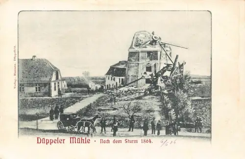 Deutschland Dueppeler Mühle nach Sturm 1864 Windmühle Kunst Vintage Postkarte