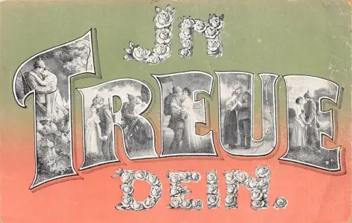 Große Briefe Im Treue Dein Paar posiert Infanterie Soldat Rosen 1919 Postkarte