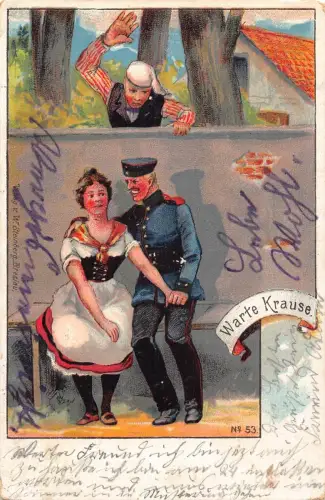 Comic Humor 1904 Vater fängt seine Tochter Datierung mit einer Soldaten Postkarte