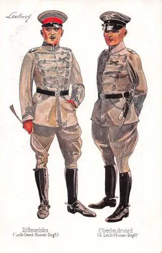 Deutsche Militäruniformen 1. Weltkrieg Rittmeister Oberleutnant Leib-Husar-Regt Postkarte