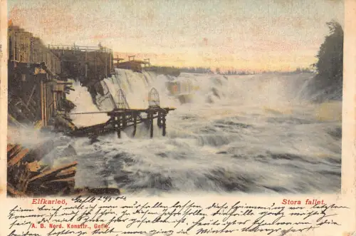 L033 Schweden 1904 Elfkarleo Stora Fallet Vintage Postkarte
