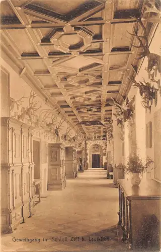 L217 Deutschland 1909 Geweihgang im Schloss Zell b Leutkirch Kirche Vintage Postkarte