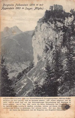 L160 Deutschland 1911 Burgruine Falkenstein 1276m mit Aggenstein 1983m Postkarte