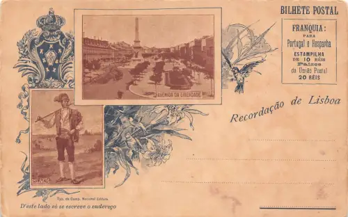 Portugal Recordacao de Lisboa frühe alte Postkarte