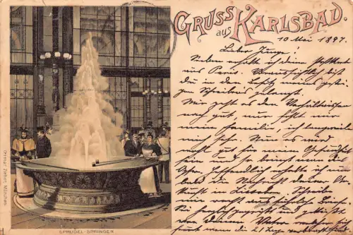 Tschechien Gruss aus Karlsbad Karlsbad 1897 alte Postkarte
