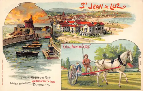 Frankreich St Jean de Luz Rateau Toulouse Werbung Litho Vintage Postkarte