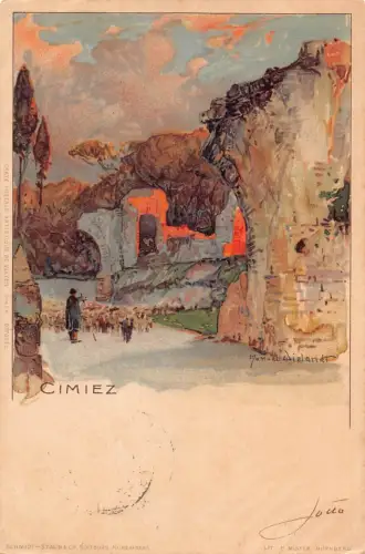 Frankreich Cimiez Wielandt Litho Vintage Postkarte