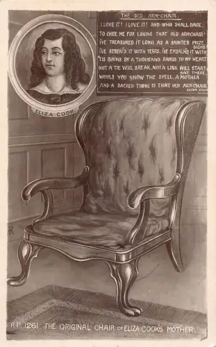 Englische Autorin und Dichterin Eliza Cook Mother Original Chair Vintage Postkarte