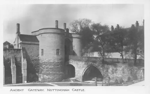 England Ancient Gateway Nottingham Castle Vintage Postkarte