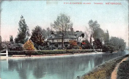 England Weybridge D'Oyle Carte's Island Vintage Postkarte