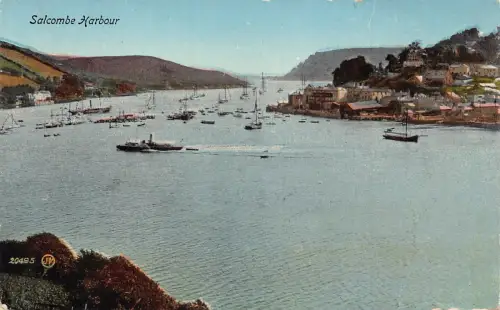 England 1917 Salcombe Hafen Dampfschiff Vintage Postkarte