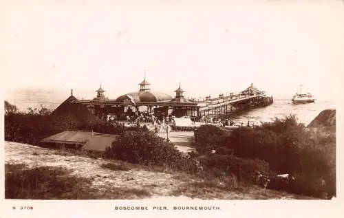England Bascombe Pier Bournemouth Vintage Postkarte