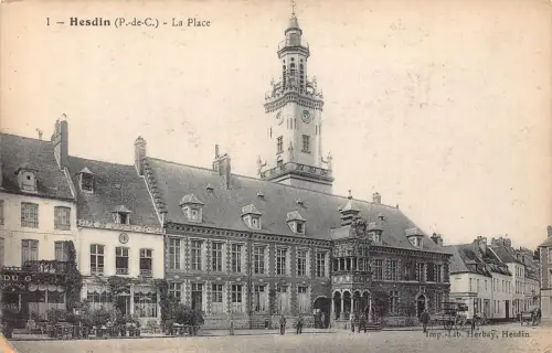 Frankreich Hesdin La Place Platz Vintage Postkarte