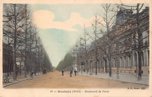 Frankreich Robaix Boulevard de Paris Vintage Postkarte