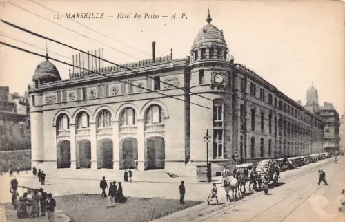 Frankreich Marseille Hotel des Postes Post Office Carriages Vintage Postkarte