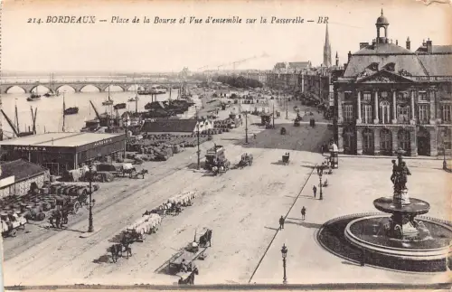 Frankreich Bordeaux Place de Bourse Vue d'ensemble Passarelle Straßenbahn Vintage Postkarte