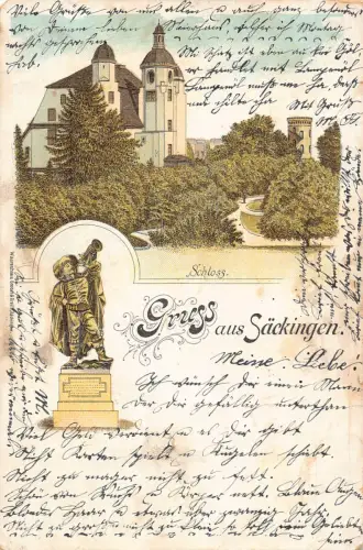 Deutschland Gruss aus Saeckingen Litho Vintage Postkarte
