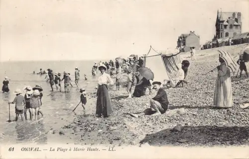 Frankreich 1913 Onival Plage a Maree Haute Regenschirme Kinder Vintage Postkarte