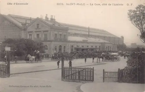 Frankreich Saint Malo Gare Bahnhof Waggons Vintage Postkarte