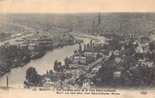 Frankreich 1917 Rouen Ansicht aufgenommen vom Katharinenberg 1. Weltkrieg Feldpostkarte